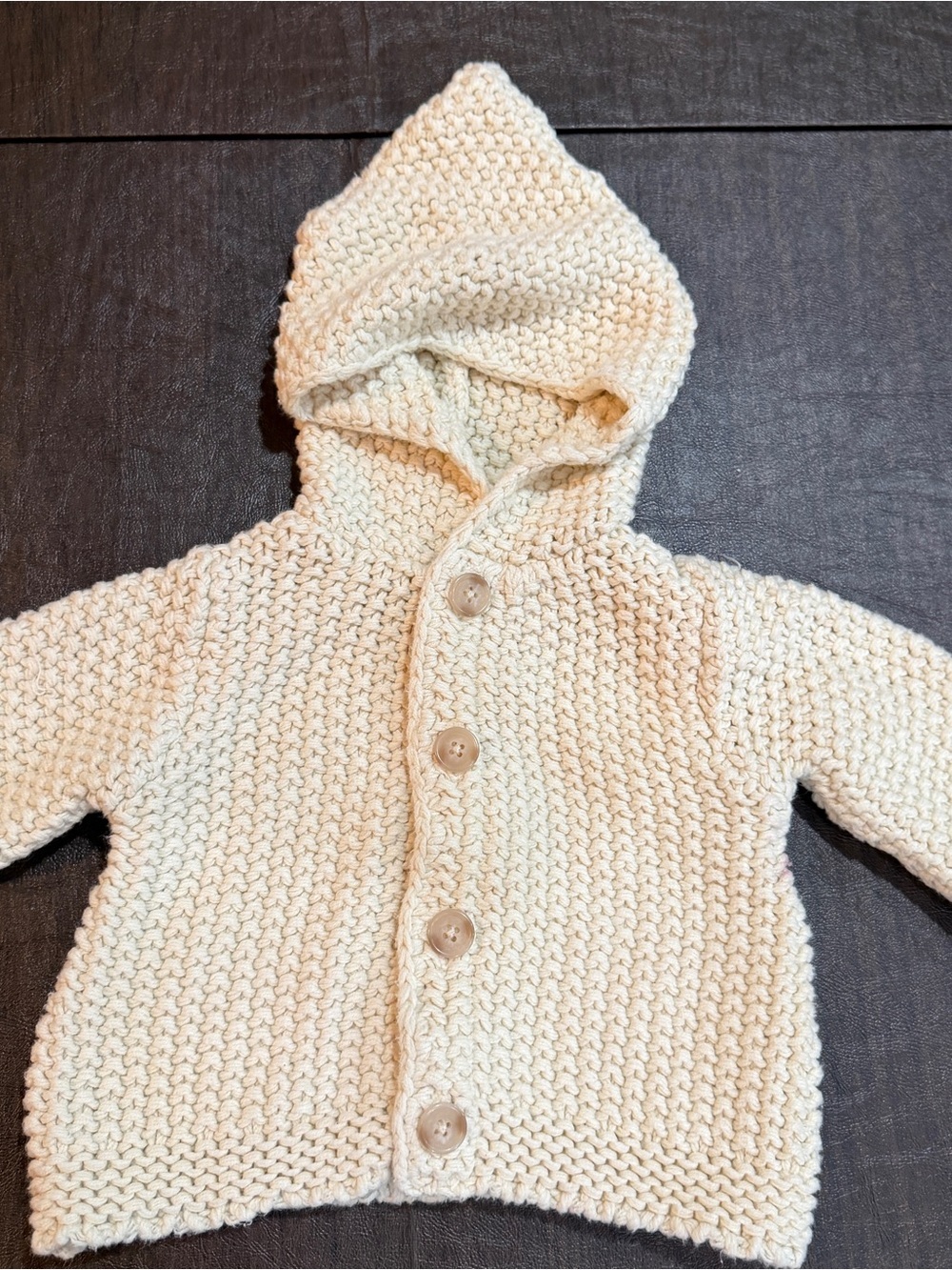 babyGap Hooded Cream Knit Cardigan, 3-6 Months